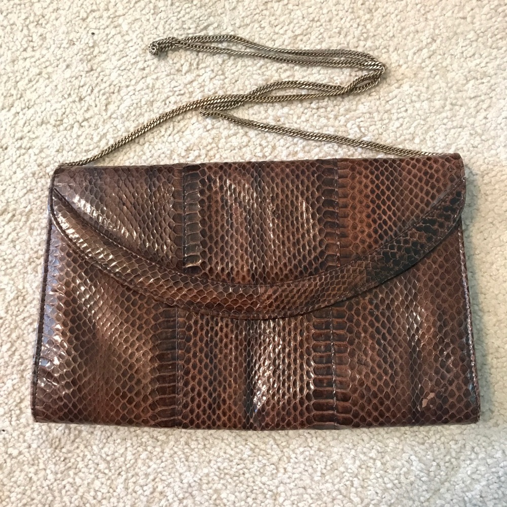 Antonio Italy Brown Snakeskin Crossbody Purse